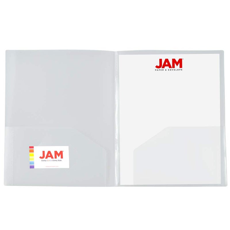 JAM PAPER Heavy Duty Plastic Multi Pocket Folders - 4 Pocket Organizer - Clear - 2/Pack - Image 4